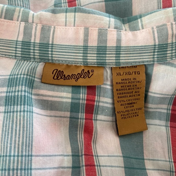 Wrangler Shirt Womens XL Teal Plaid Pearl Snap Western Buffalo - Picture 3 of 5